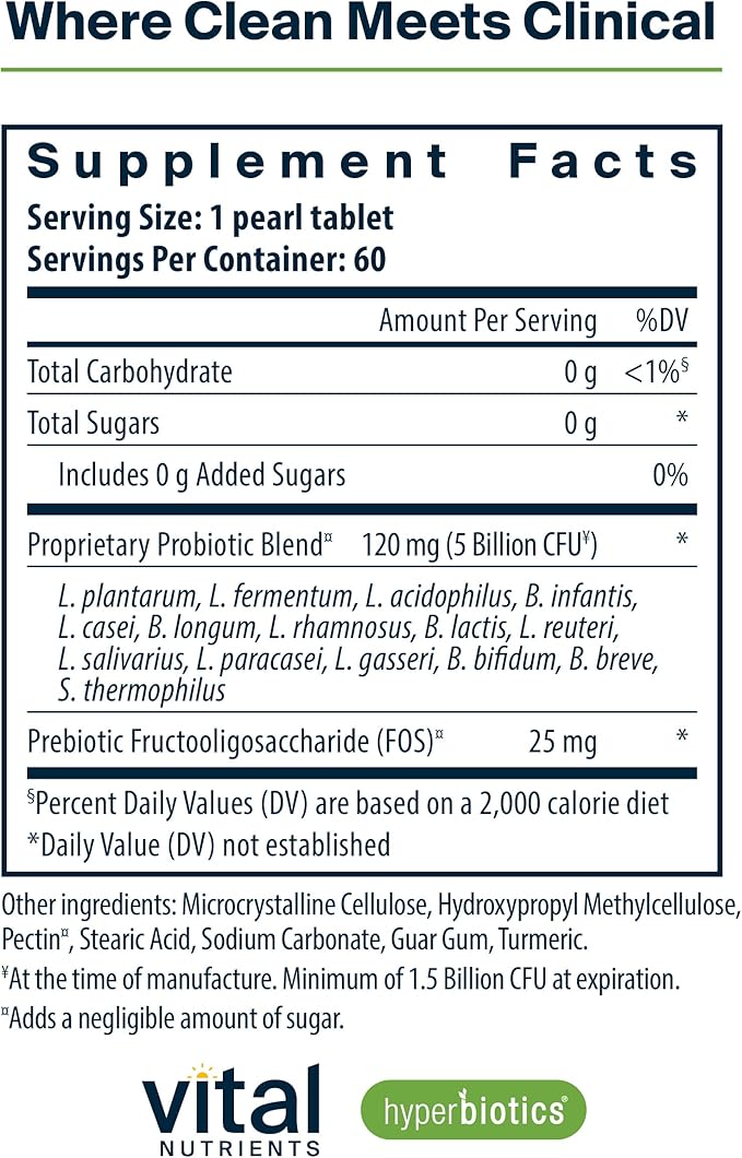 Hyperbiotics Vital Nutrients Pro-15 Prebiotics and Probiotics for Women and Men | 15 Science Backed Strains | Supports Occasional Constipation, Diarrhea, Gas & Bloating | 60 Vegan Time Release Pearls