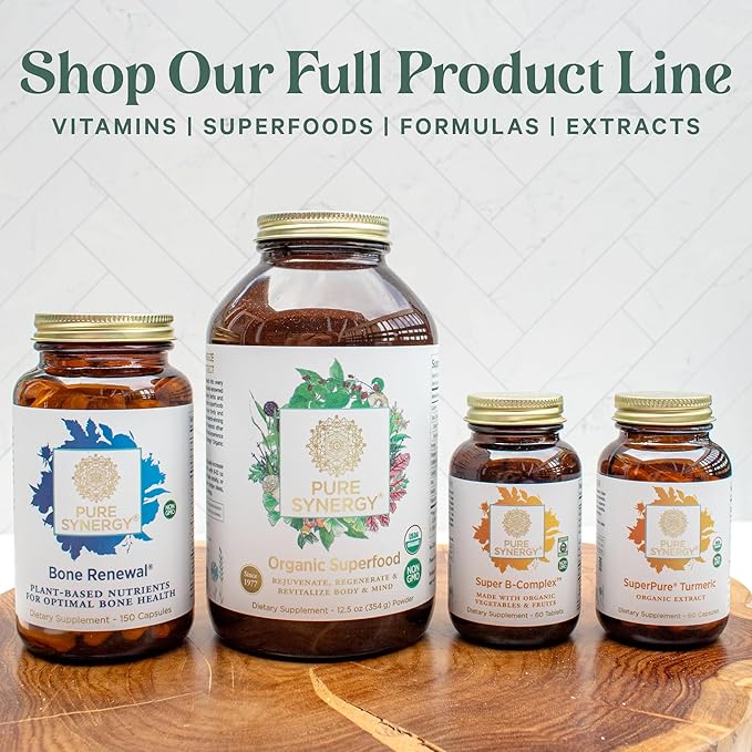 PURE SYNERGY Superfood Capsules | Organic Superfood & Greens Supplement | Whole Foods Like Super Greens, Spirulina, & Mushrooms | for Energy, Healthy Aging & Immune Health (270 Capsules)