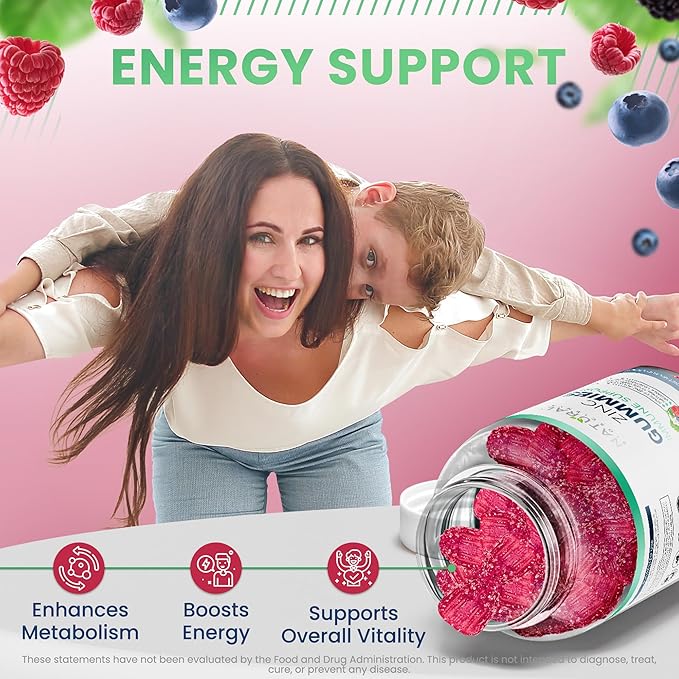 Zinc Gummies 50mg - Immune Support, Skin Health, Antioxidant, Daily Zinc Supplement for Adults, High Potency Immune Defense Gummy, Chewable Zinc Citrate Immunity Gummies, Vegan, Non-GMO, Gluten-Free