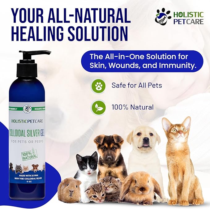 Colloidal Silver Gel – Natural Healing Gel for Pets, Non-Irritating Formula for Skin Irritations, Minor Abrasions, and Dryness, Soothing and Gentle, 8oz Bottle