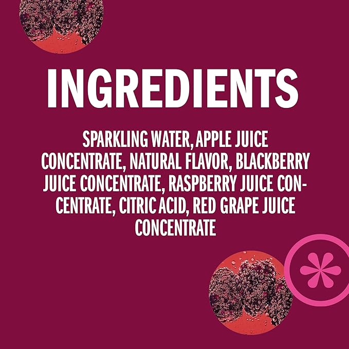 IZZE Sparkling Water Juice Beverage Blend, Blackberry, No Sugar Added, 8.4 FL OZ, 24 Cans