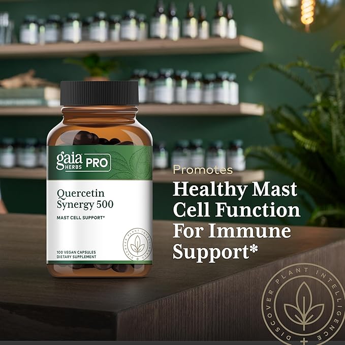 GAIA HERBS PRO Quercetin Synergy 500 - Immune System Support Supplement* - Cell Health Supplement* with Quercetin, Bromelain & Turmeric - 100 Capsules (100 Servings)