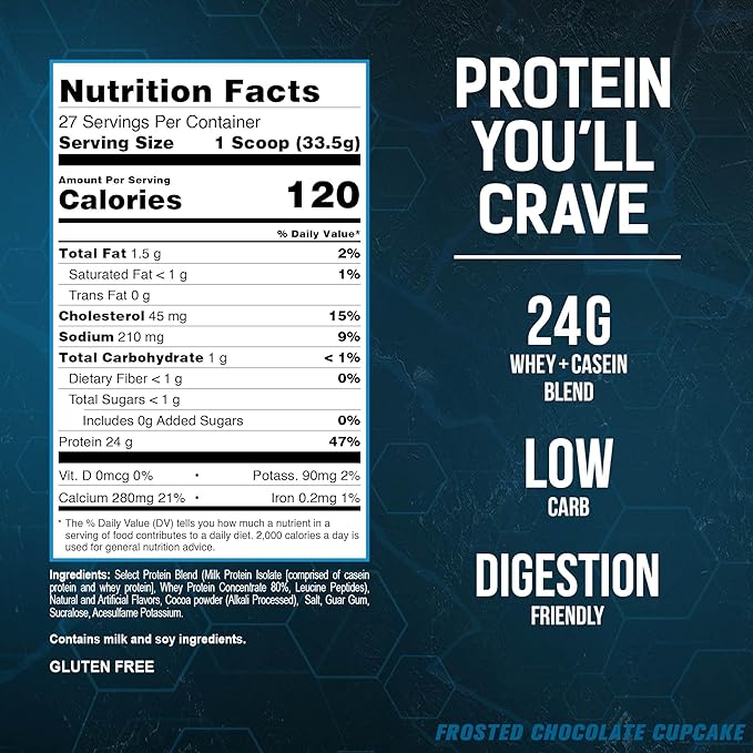 PEScience Select Protein Powder, Whey and Casein Blend, Clean Protein Powder for Women and Men, Low Calorie, Low Carb, Keto Friendly, Gluten Free - Frosted Chocolate Cupcake - 27 Servings