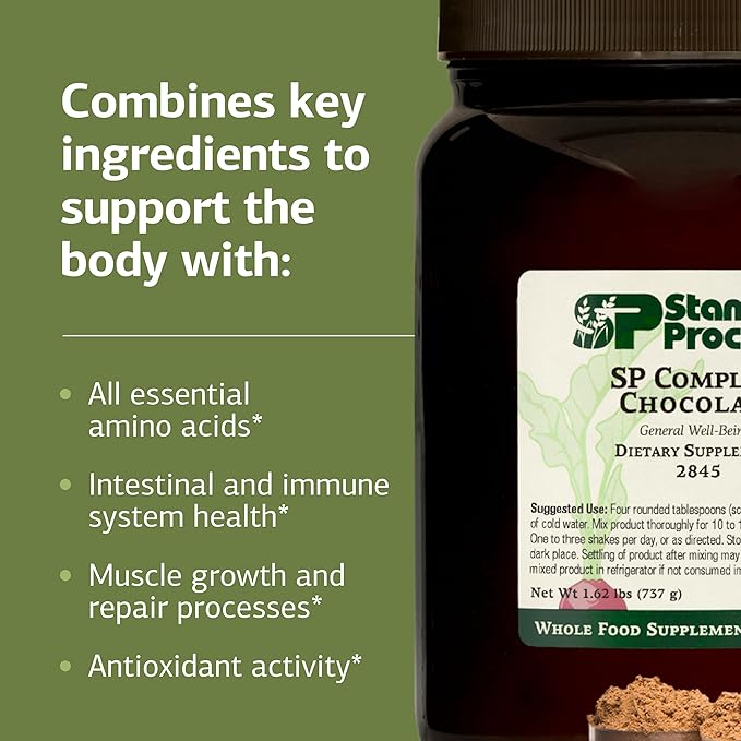 Standard Process Inc. SP Complete - Whole Food Immune Support, Liver Support, Antioxidant, with Rice Protein, Grapeseed Extract, and Choline - Vegetarian, Chocolate - 26 Ounce