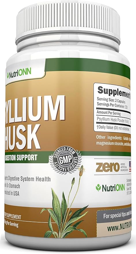 PSYLLIUM Husk Capsules - 1450mg Per Serving - 240 Capsules - Double Strength - Premium Psyllium Fiber Supplement - Great for Digestion and Regularity - 100% Natural Soluble Fiber
