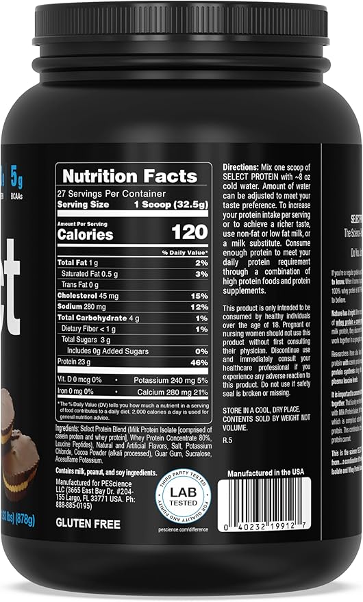 PEScience Select Protein Powder, Whey and Casein Blend, Clean Protein Powder for Women and Men, Low Calorie, Low Carb, Keto Friendly, Gluten Free - Chocolate Peanut Butter Cup - 27 Servings