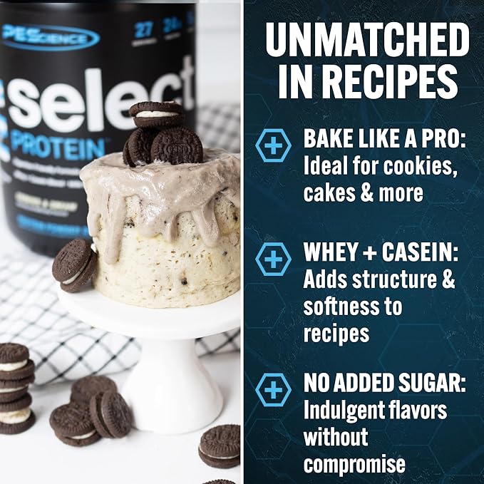 PEScience Select Protein Powder, Whey and Casein Blend, Clean Protein Powder for Women and Men, Low Calorie, Low Carb, Keto Friendly, Gluten Free - Cookies and Cream - 5 Servings