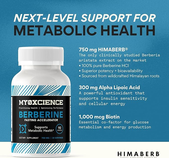 MYOXCIENCE Berberine Fasting Accelerator | Berberine HCL with ALA (Alpha Lipoic Acid) and Biotin (90 Capsules)