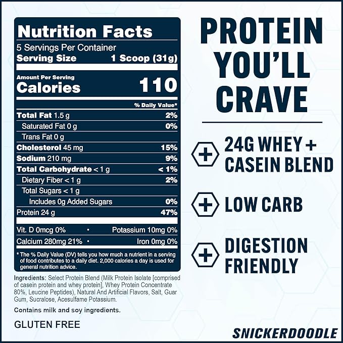 PEScience Select Protein Powder, Whey and Casein Blend, Clean Protein Powder for Women and Men, Low Calorie, Low Carb, Keto Friendly, Gluten Free - Snickerdoodle - 5 Servings