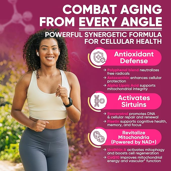 NAD+ Supplement for Women & Men, NMNH Gummies with Urolithin A, Polyphenol Complex, Resveratrol, Ultra Strength Optimized Aging, Cell Regeneration, Longevity, DNA Repair, Focus, Sugar Free, 120ts