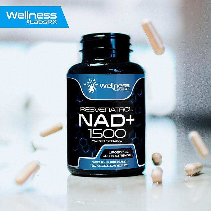 NAD Supplement, 1500mg - USA Made Liposomal NAD+ Supplement with Resveratrol, NAD Plus Boosting - Support Cellular Health, Stamina & Healthy Aging - Ultra Strength Capsules