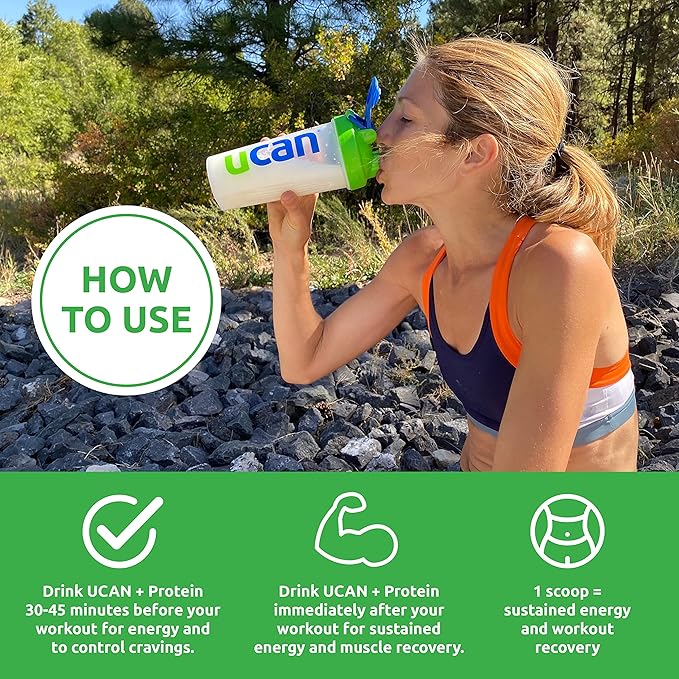 UCAN Energy + Whey Protein Powder - 19g Per Serving with Amino Acids EAAs & BCCAs - Keto Protein Powder - No Added Sugar, Gluten-Free - Cocoa - 12 Servings