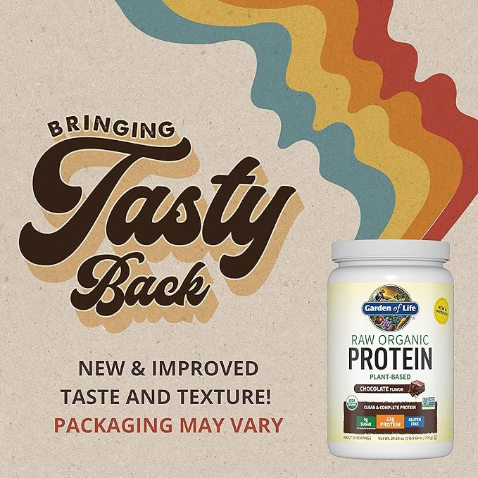Garden of Life Protein Powder, Vegan Protein Powder, BCAA, Probiotics & Digestive Enzymes, Gluten & Lactose Free, Chocolate, 20 Servings