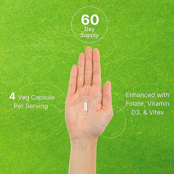 Myo-Inositol & D-Chiro Inositol Supplement for Women (40:1) | 2,050mg Per Serving | 240 Veggie Capsules | with Folate, Vitamin D3 & Vitex | Hormonal Balance & Cycle Support | Non-GMO