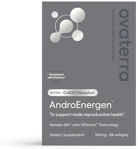 AndroEnergen Male Fertility Supplements, Ubiquinol 100mg CoQ10 Softgels to Support Men’s Reproductive & Sperm Health with Kaneka QH CoQ10 & VESIsorb® Absorption Technology (84 Softgels 28 Day Supply)