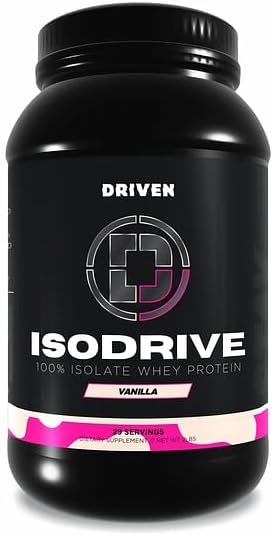 Driven Nutrition IsoDrive Whey Isolate Protein Powder 2lb (Vanilla) – 25g Protein, Enzyme Enhanced for Absorption, Ultra Clean
