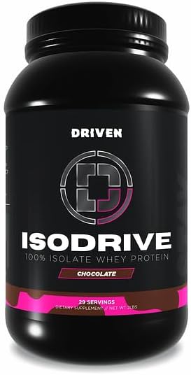 Driven Nutrition IsoDrive Whey Isolate Protein Powder 2lb (Chocolate) – 25g Protein, Enzyme Enhanced for Absorption, Ultra Clean