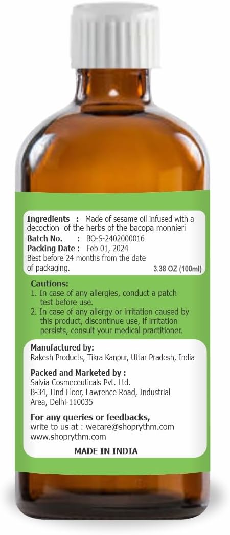 Salvia Brahmi (Bacopa monnieri) Oil - 100ml/3.38Fl Oz