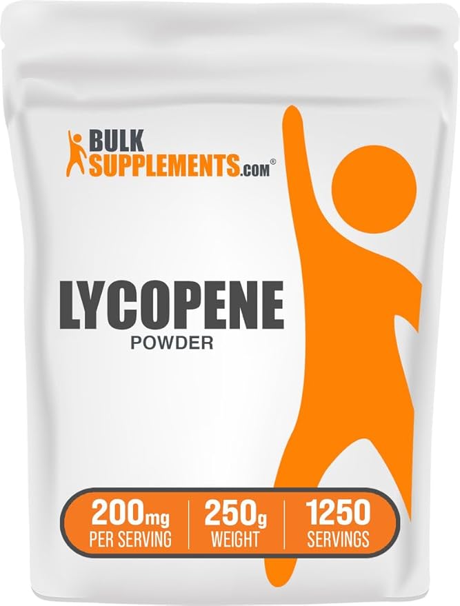 BulkSupplements.com Lycopene Powder - Lycopene Supplement, Lycopene 10mg - Antioxidants Supplement, Gluten Free, 200mg per Serving, 250g (8.8 oz) (Pack of 1)