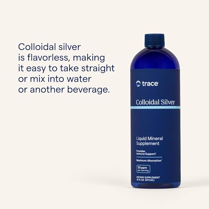 Trace Minerals Colloidal Silver - Liquid Mineral Supplement with Super-Oxygenated Colloidal Silver - Immunity & Overall Health Support - Highly Absorbable Supplement - 16 fl oz (About 48 Servings)