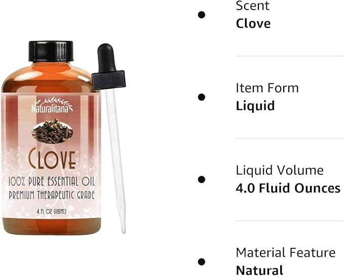 Clove Essential Oil for Skin, Aromatherapy, Diffusers, Soap, Bath Bombs, Candles & More with Dropper (4 oz)