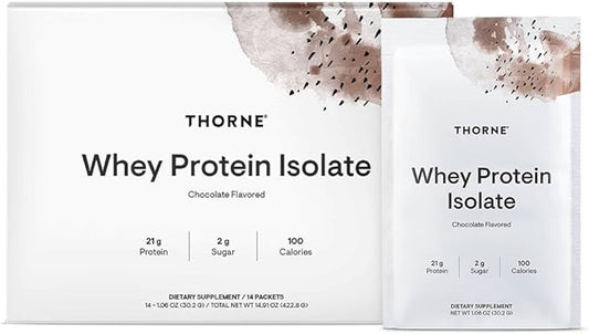 THORNE - Whey Protein Isolate - 21 Grams of Easy-to-Digest Whey Protein Powder - NSF Certified for Sport - Chocolate - 14.79 Ounces - 14 Packets