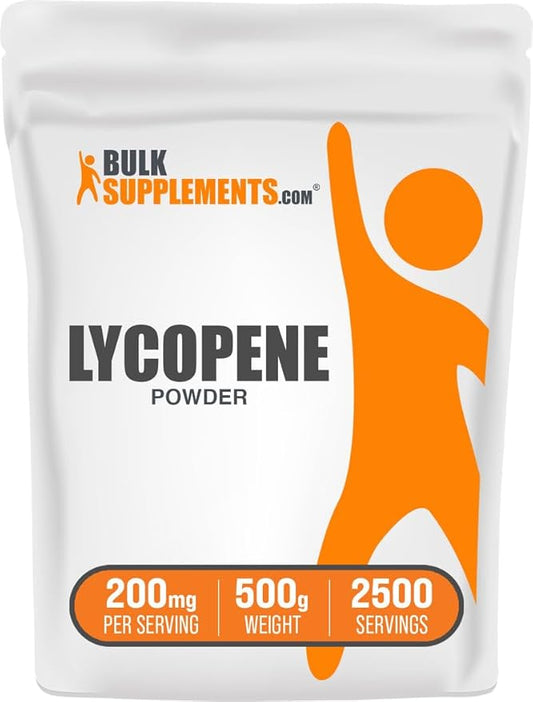 BulkSupplements.com Lycopene Powder - Lycopene Supplement, Lycopene 10mg - Antioxidants Supplement, Gluten Free, 200mg per Serving, 500g (1.1 lbs) (Pack of 1)