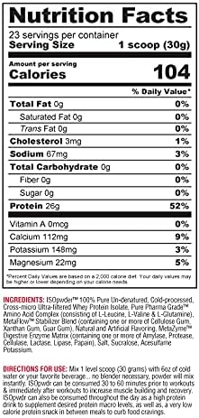 Metabolic Nutrition Whey Protein Isolate ISO PWDR Birthday Cake, 3.04lb, 23 Servings, 26g Protein, Fast Digesting, Zero Carbs, Delicious Flavor, Very Low Carbs & Fat, Zero Lactose