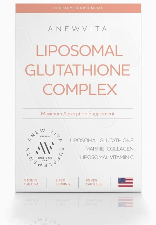 Liposomal Glutathione Supplement with Marine Collagen and Liposomal Vitamin C - Premium Skin Care Supplement - Enhanced Absorption Formula for Radiant Skin, Detox & Antioxidant Support - 60 Capsules