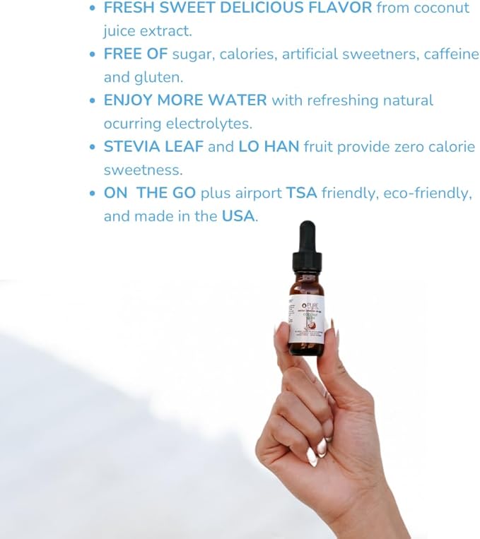 Pure Inventions - Coconut Water Infusion Drops - Drink & Water Infuser - Naturally Occurring Electrolytes - No Sugars, Calories or Artificial Sweeteners - Deluxe Travel Size - 12 Servings - 0.34 oz