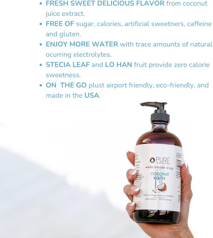 Pure Inventions Coconut Water - Water Infusion Drops - No Sugar, Calories, or Artificial Sweeteners - 500 servings - 16oz Bottle