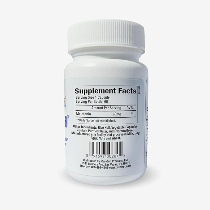 Pure Melatonin 60mg | 60 High-Dose Easy-to-Swallow Capsules | Natural Sleep Aid | Non-Habit Forming | Holistic Wellness