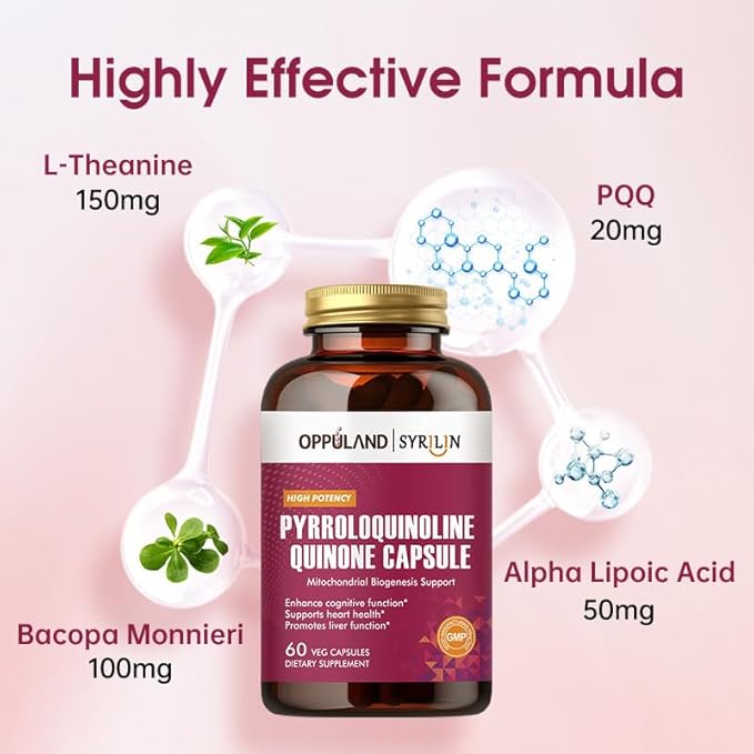 Pyrroloquinoline Quinone-PQQ Supplement 20 mg-Supports Heart Health*-Gluten-Free,Non-GMO,Vegetarian-60 Veg Capsules