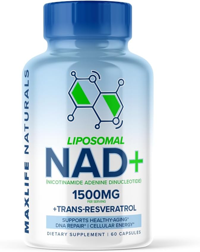 Liposomal NAD+ Trans-Resveratrol Supplement 1500mg - 120 Capsules - Liposomal NAD Supplements for Women and Men, High Purity-NAD Cell Regenerator, Cognitive & Anti Aging Supplement for Women & Men