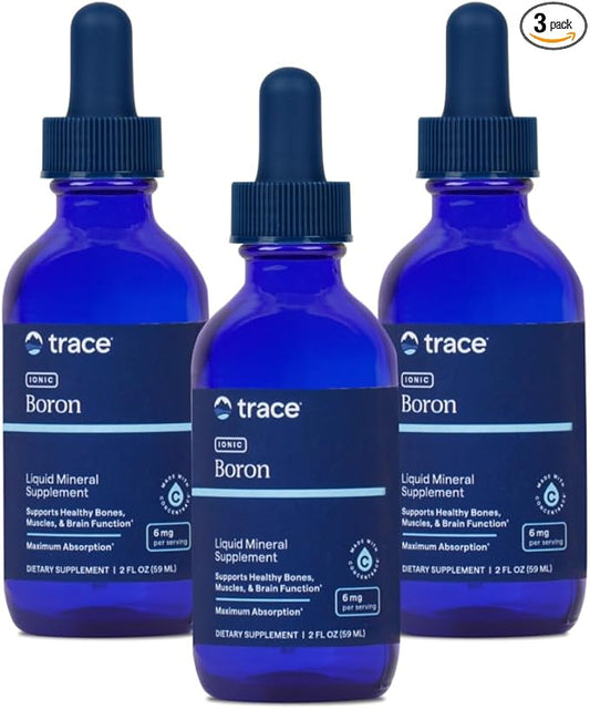 Trace Minerals | Liquid Ionic Boron | 6 mg Boron | Supports Normal Bone Metabolism, Brain Function & Joints | with Ionic Trace Minerals, Magnesium + Chloride | 144 Servings, 2 fl oz (3 Pack)