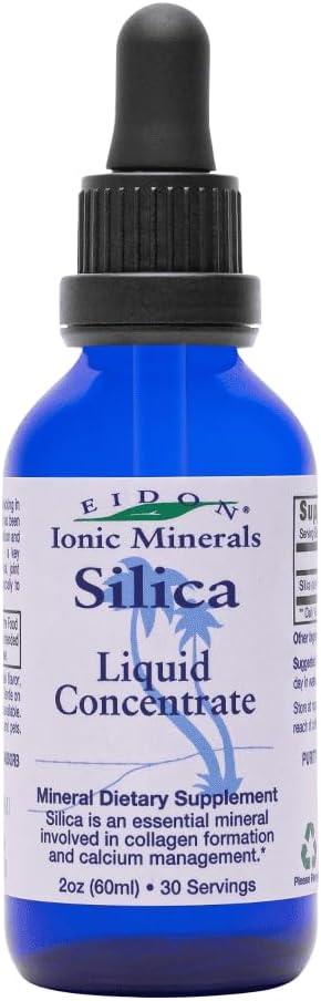 Eidon Ionic Minerals Liquid Silica Mineral Concentrate - Silica Supplement for Hair, Skin and Nails, Supports Collagen Production, Joint and Bone Health, Helps Manage Calcium - 2 oz