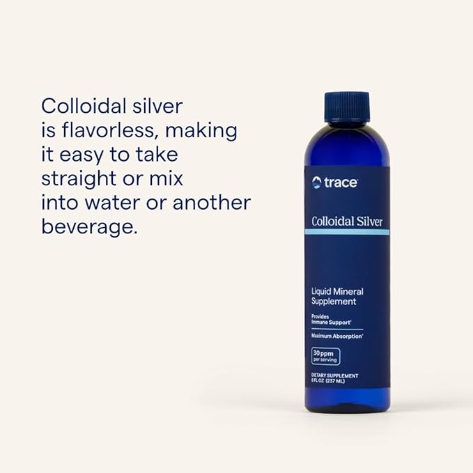 Trace Minerals Colloidal Silver - Liquid Mineral Supplement with Super-Oxygenated Colloidal Silver - Immunity & Overall Health Support - Highly Absorbable Supplement - 8 fl oz (About 24 Servings)