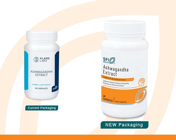 Klaire Labs SFI Health Ashwagandha Extract 300mg - Ashwagandha Supplement to Promote Memory, Cognitive Function & Healthy Stress Response - Hypoallergenic Ashwagandha Root Extract (60 Capsules)