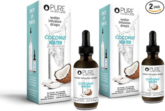 Pure Hydration Coconut Water Drops, 30 Servings, 1oz, Pack of 2 (Packaging May Vary)