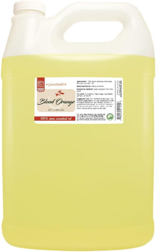 Blood Orange Essential Oil - 128 fl oz (1 Gallon) Plastic Bottle w/Cap - 100% Pure Essential Oil by GreenHealth
