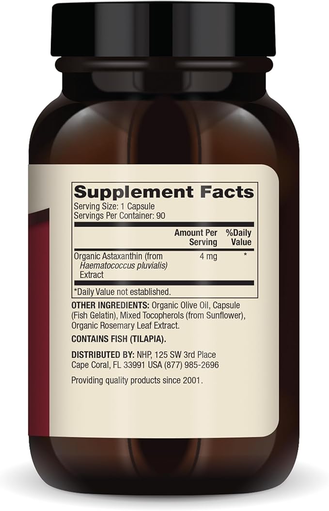 Dr. Mercola Organic Astaxanthin - 4 mg Astaxanthin - Powerful Antioxidant Support - Organic Microalgae Extract - Non-GMO, Gluten-Free & Soy-Free - 90 Capsules (90 Servings)