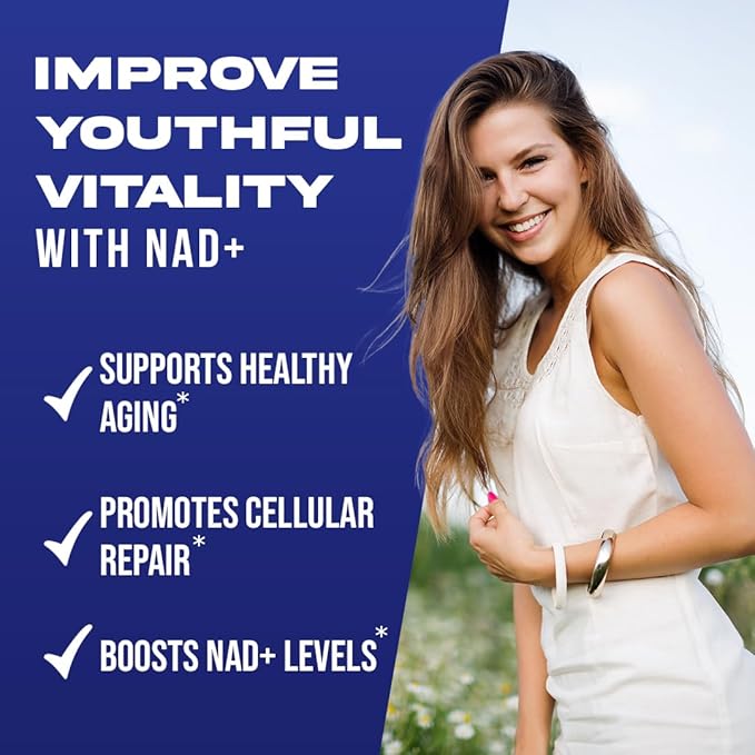 NAD+ Resveratrol Supplement - Advanced NAD Plus Antioxidant Formula - Supports Cellular Vitality, Healthy Aging, Energy & Longevity - Ideal for Men & Women - 30 Capsules