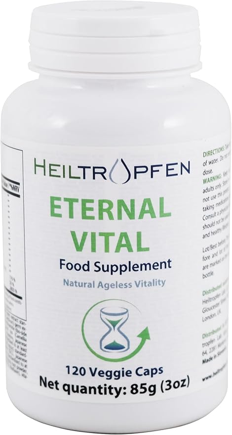 Eternal Vital - Natural Ageless Vitality | 12-Compound Complex | 120 Veggie Capsules | Dietary Supplement