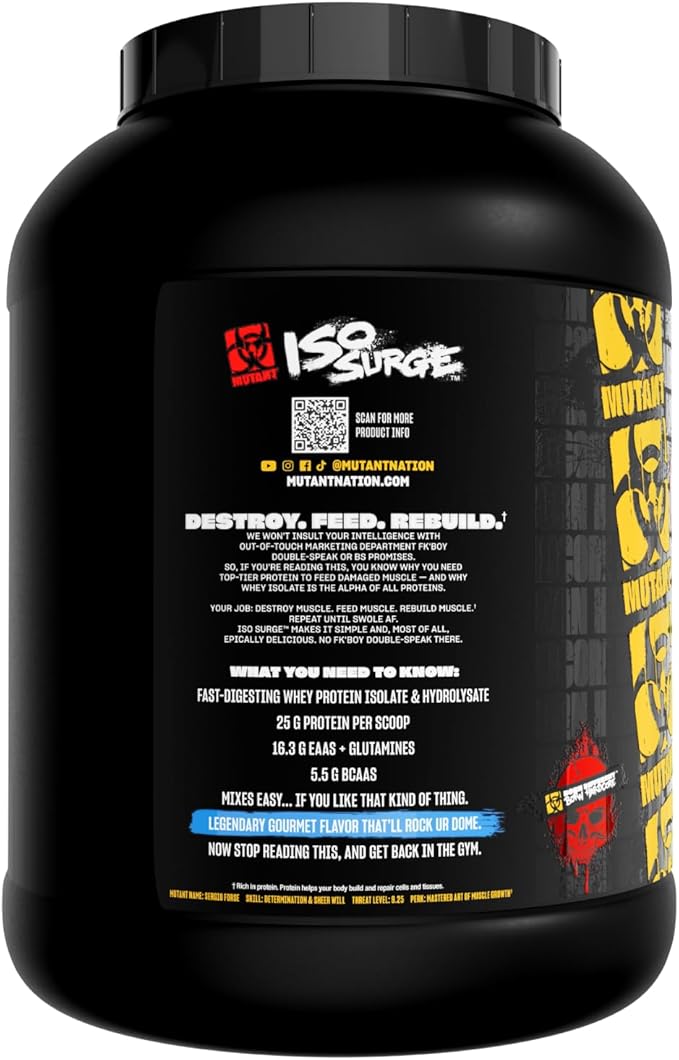 Mutant ISO Surge Whey Protein Isolate Powder Acts Fast to Help Recover, Build Muscle, Bulk and Strength, 5 lb - Vanilla Ice Cream