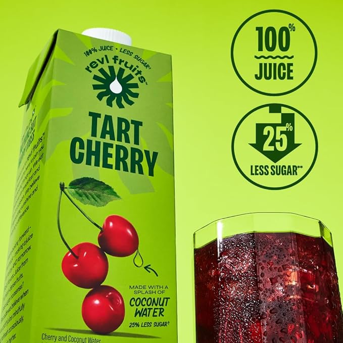 Revl Fruits™ 100% Juice, No Added Sugar, Tart Cherry, 32 fl oz. Carton (Pack of 2)