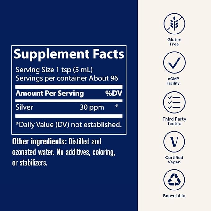 Trace Minerals Colloidal Silver - Liquid Mineral Supplement with Super-Oxygenated Colloidal Silver - Immunity & Overall Health Support - Highly Absorbable Supplement - 16 fl oz (About 48 Servings)