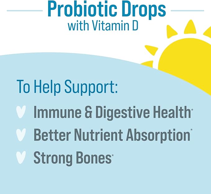 Culturelle Baby Immune & Digestive Support Probiotic + Vitamin D Drops, Helps Support Immune Health in Babies, Infants & Newborns 0-12 Months, 30 Day Supply, Gluten Free & Non-GMO, 9ml