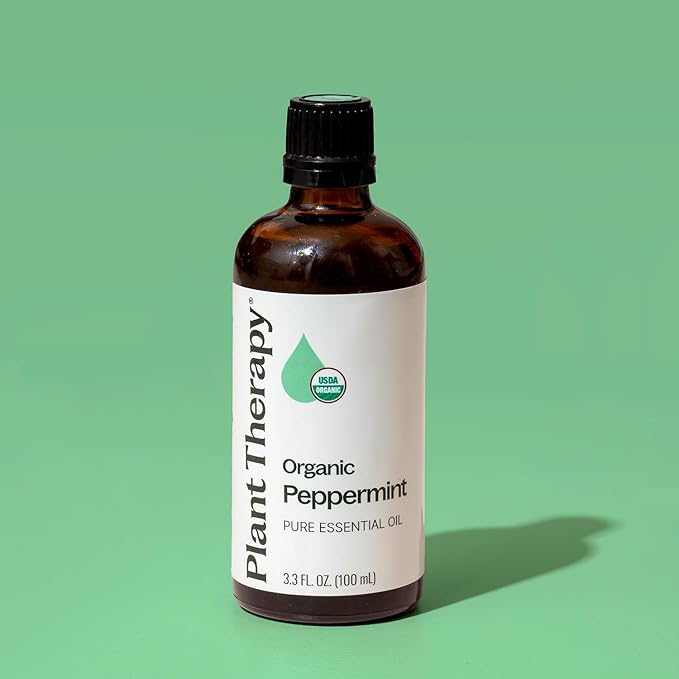 Plant Therapy Organic Peppermint Essential Oil 100% Pure, USDA Certified Organic, Undiluted, Natural Aromatherapy, for Diffusion, Skin, Hair, Therapeutic Grade 100 mL (3.3 oz)