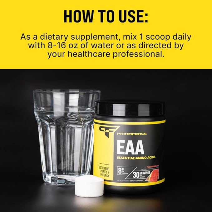 Primaforce EAA Powder (30 Servings) | Essential Amino Acids for Pre/Intra Workout and Recovery - Non-GMO and Gluten Free (Watermelon)