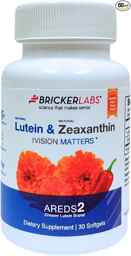Natural Lutein + Zeaxanthin Eye Supplement – Supports Eye, Brain, and Skin Health with Macular Carotenoids, Superior Bioavailability, AREDS2 Chosen Lutein Source – 60 Soft Gels